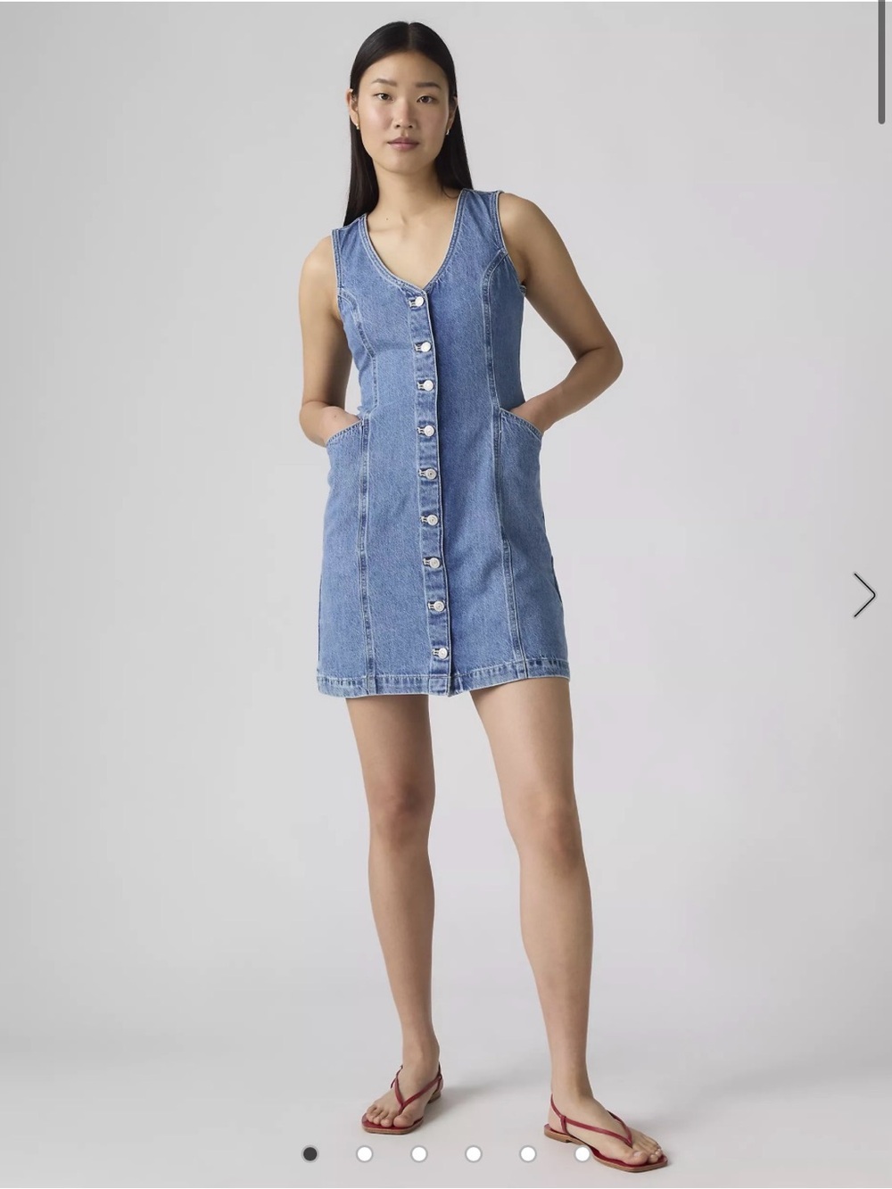 Levi's Light Blue Denim Button-Front Sleeveless Vest Dress